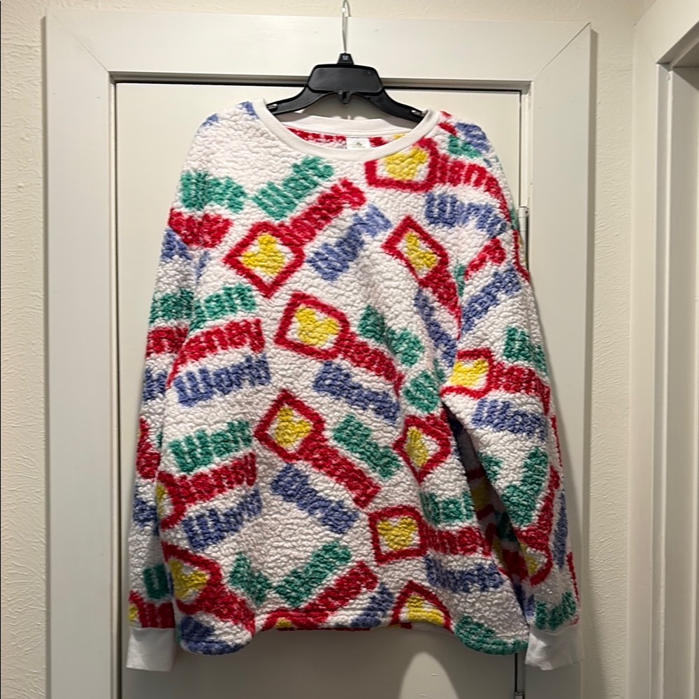 Disney original! Cozy Multicolor Graphic Fleece Sweater - White Base